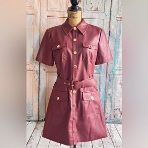 Toccin Lydia Burgundy Leather Dress